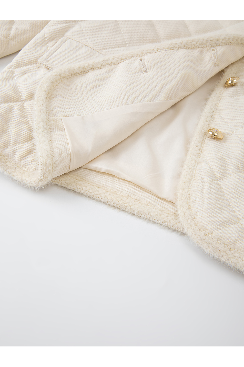 Apricot Argyle Crewneck Cotton-Padded Coat