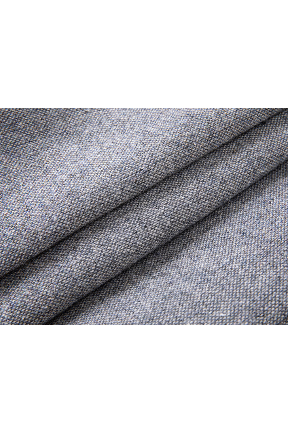 Grey Crewneck Wool Blend Coat