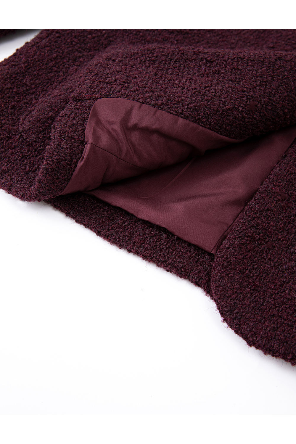 Purple Crewneck Wool Blend Coat