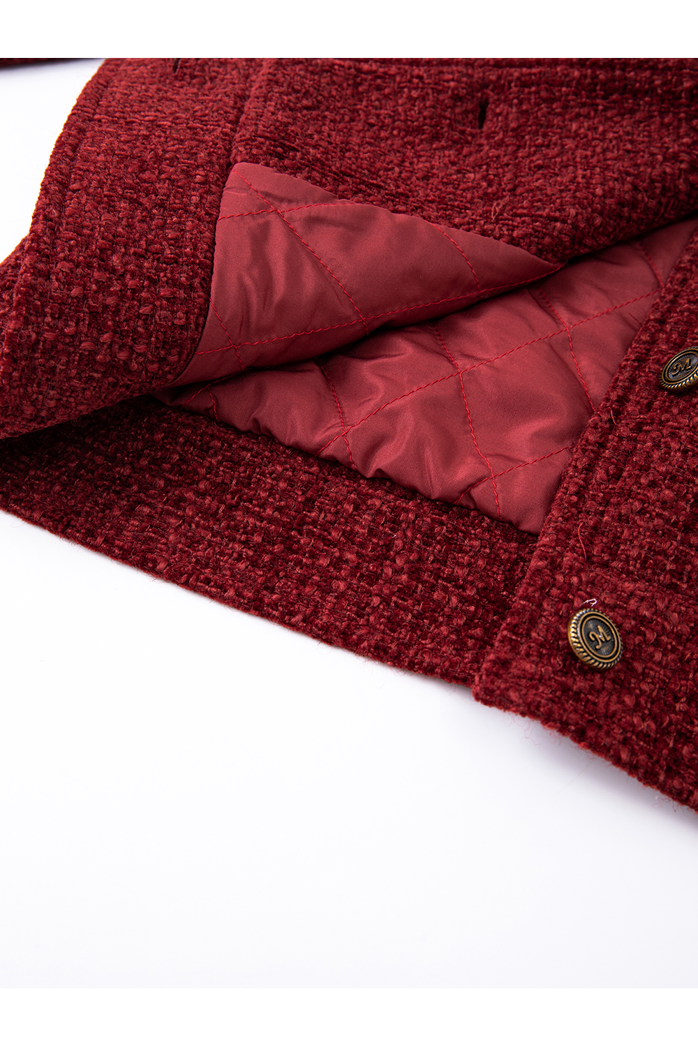 Red Lapel Short Wool Blend Jacket