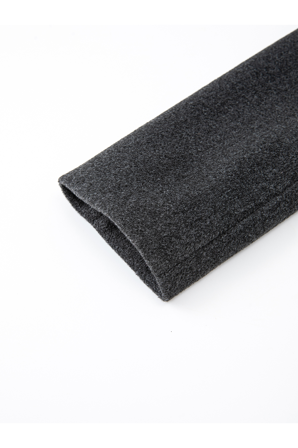 Grey French-Style Crewneck Wool Blend Coat