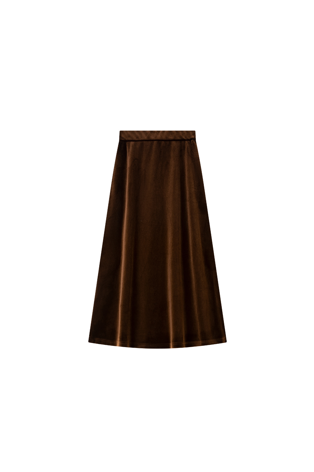 Brown French-Style Knitted Velvet Midi Skirt