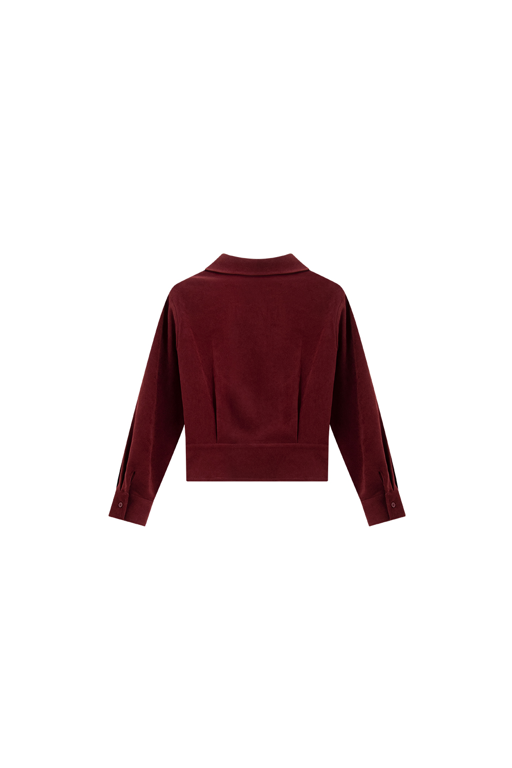 Apricot-Coffee Layered-Look Stand-Collar Shirt