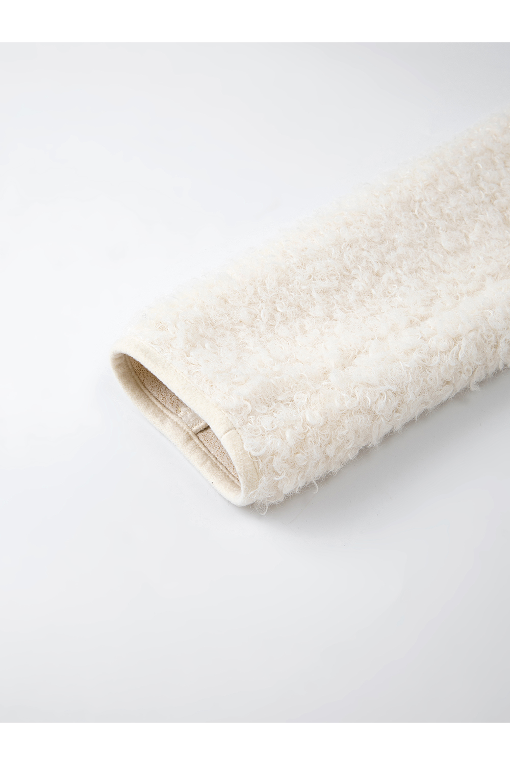 Apricot Shearling Crewneck Coat