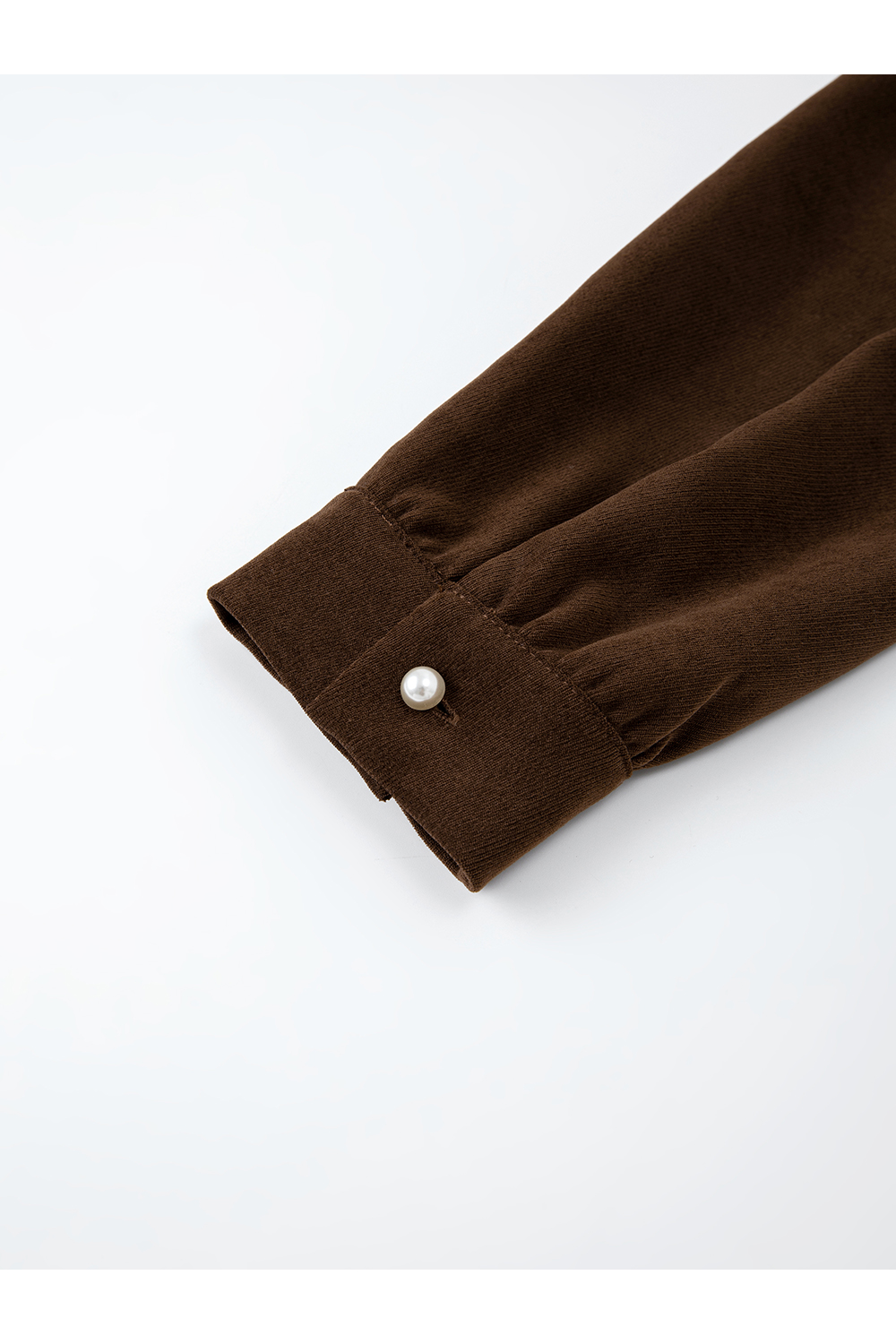 Brown French lace - trimmed crew - neck dress