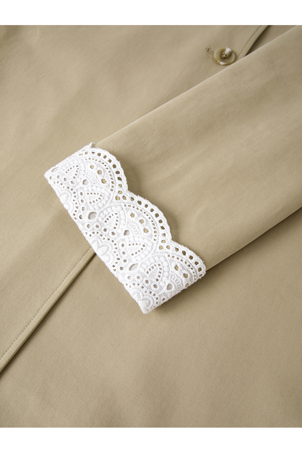Lace-Cuff Trench Coat with Structured Silhouette-VIMLYSTORE