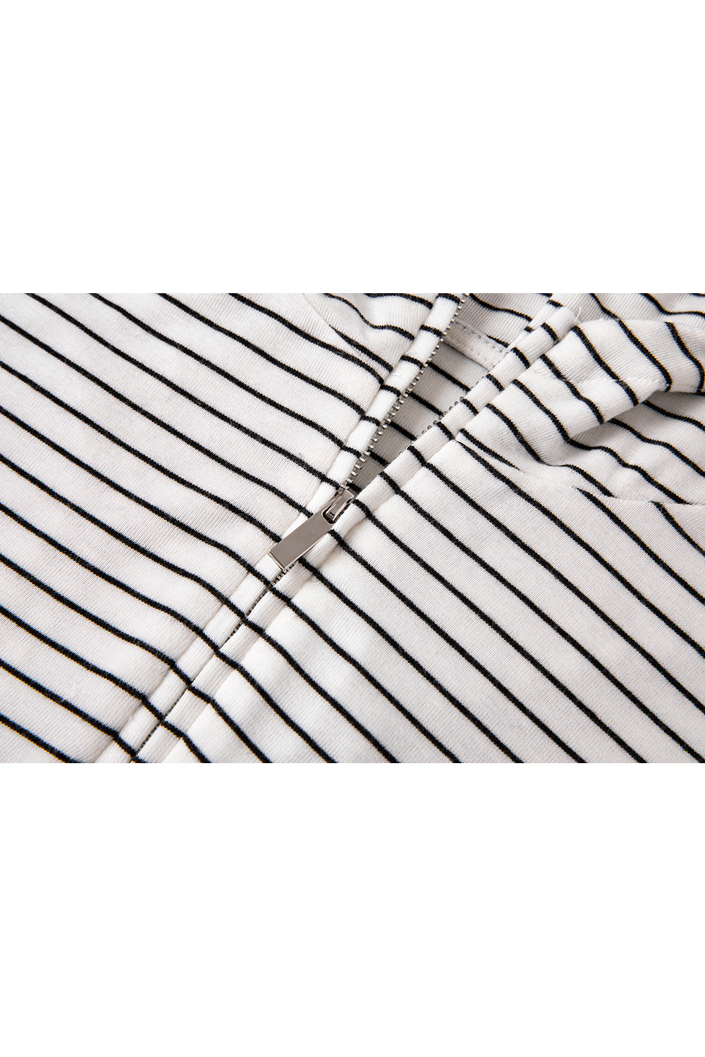 Striped Long Sleeve Hooded Slimming Zipper T-Shirt-VIMLYSTORE