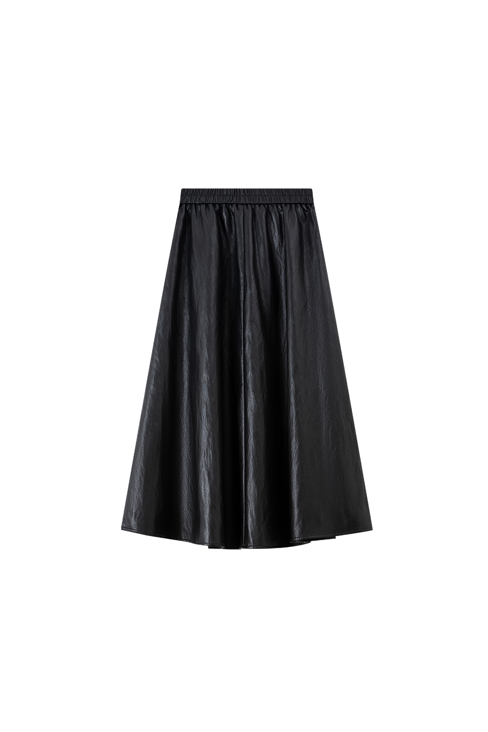 French Leather Midi Skirt