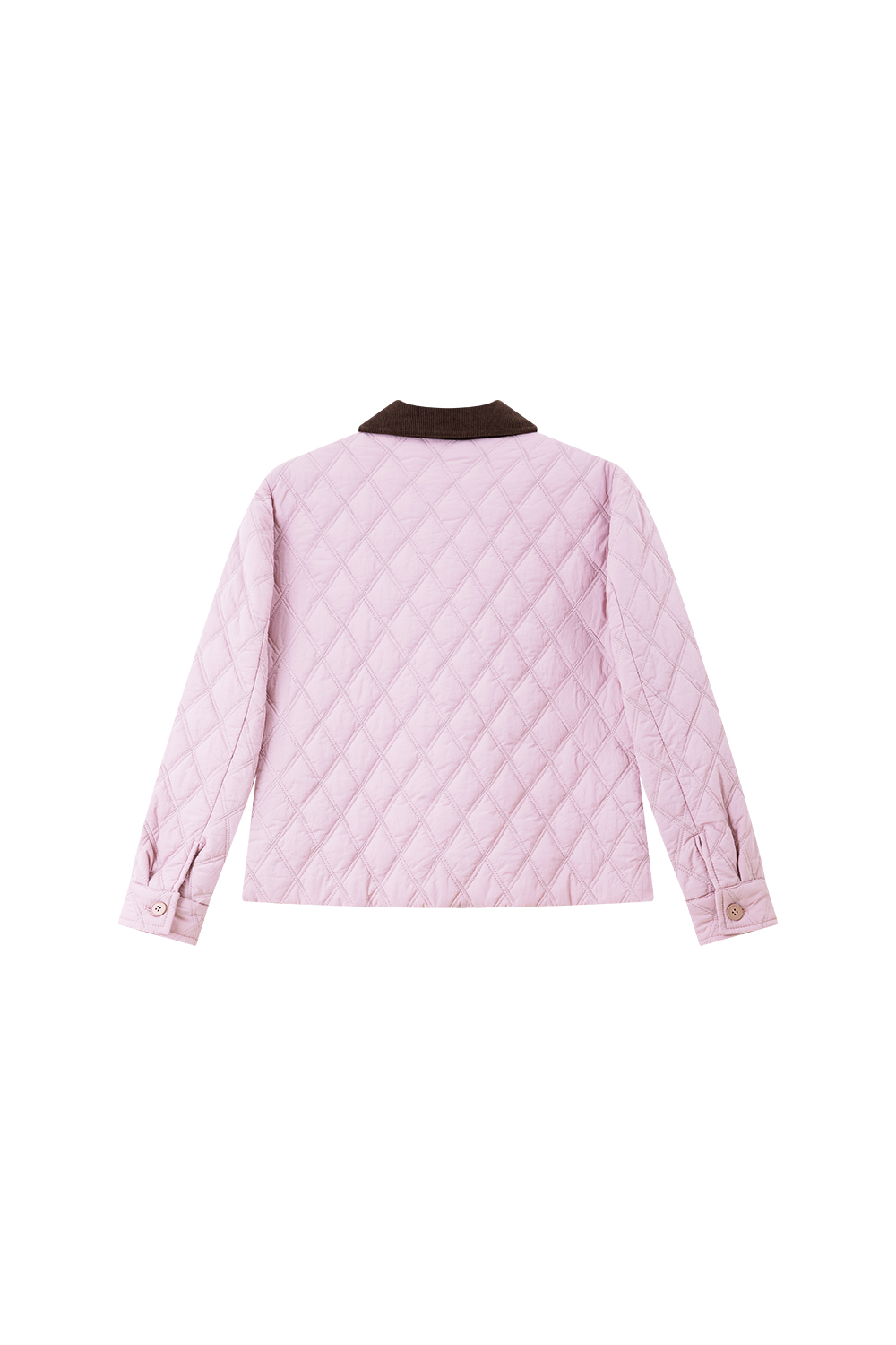 Color-Block Lapel Argyle Puffer Jacket