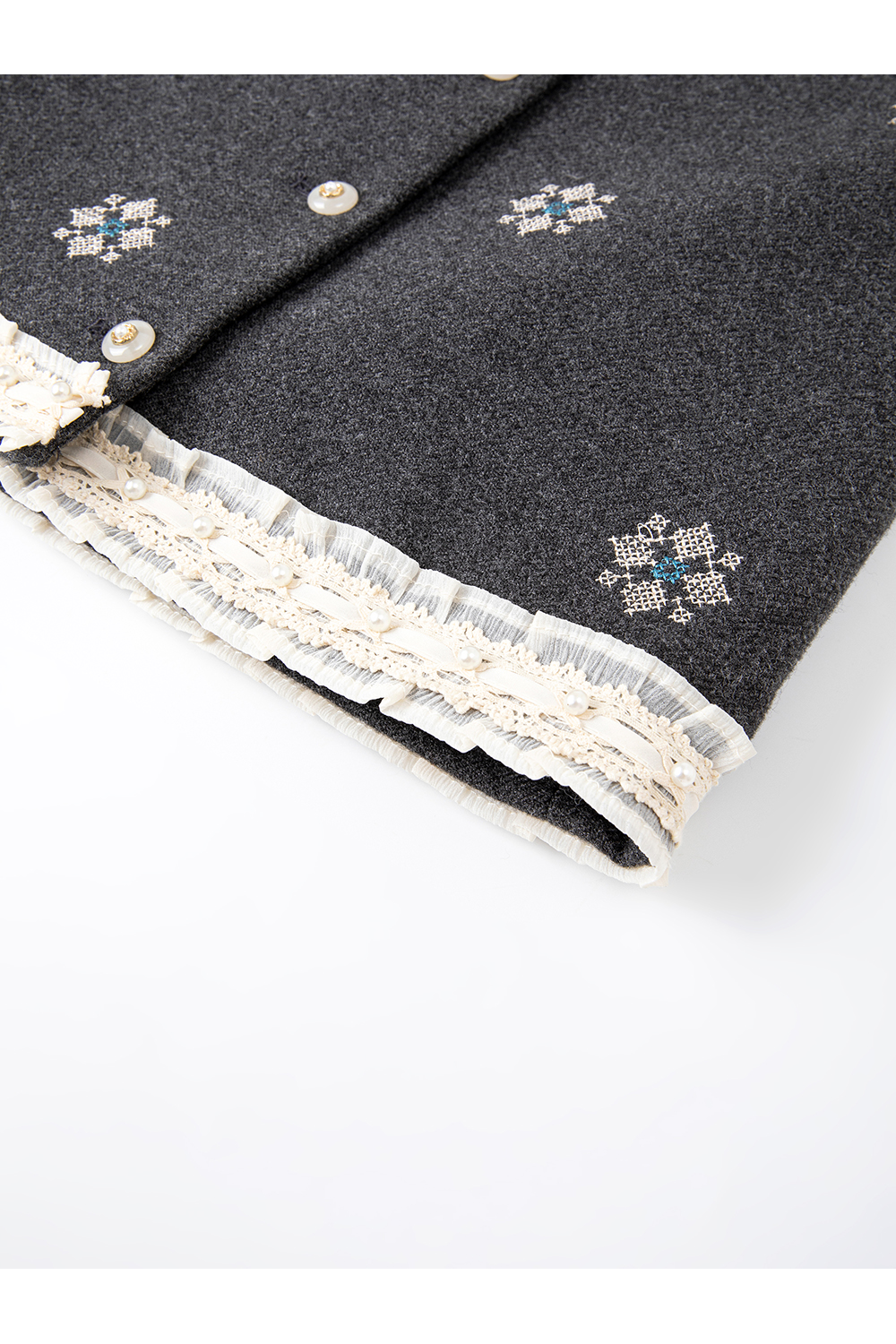 Grey Embroidered Vest Set