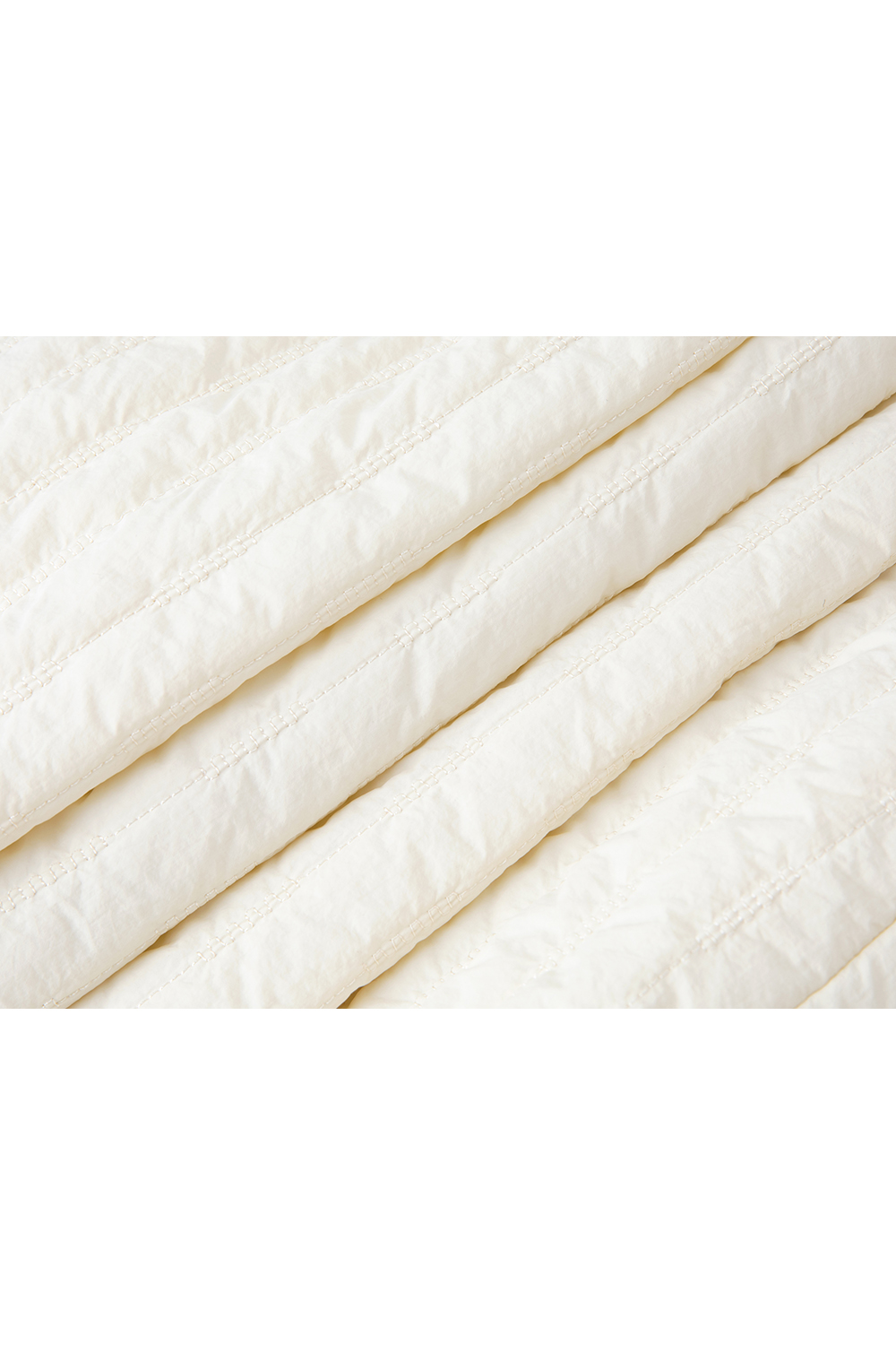 Apricot Ribbon Crew Neck Cotton Padded Jacket