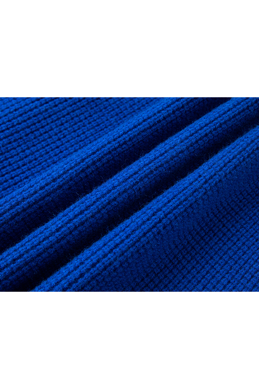 Blue Hooded Zippered Knitted Cardigan