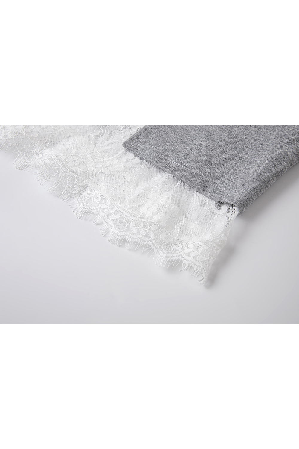 Grey casual lace hooded tops and skirts-VIMLYSTORE