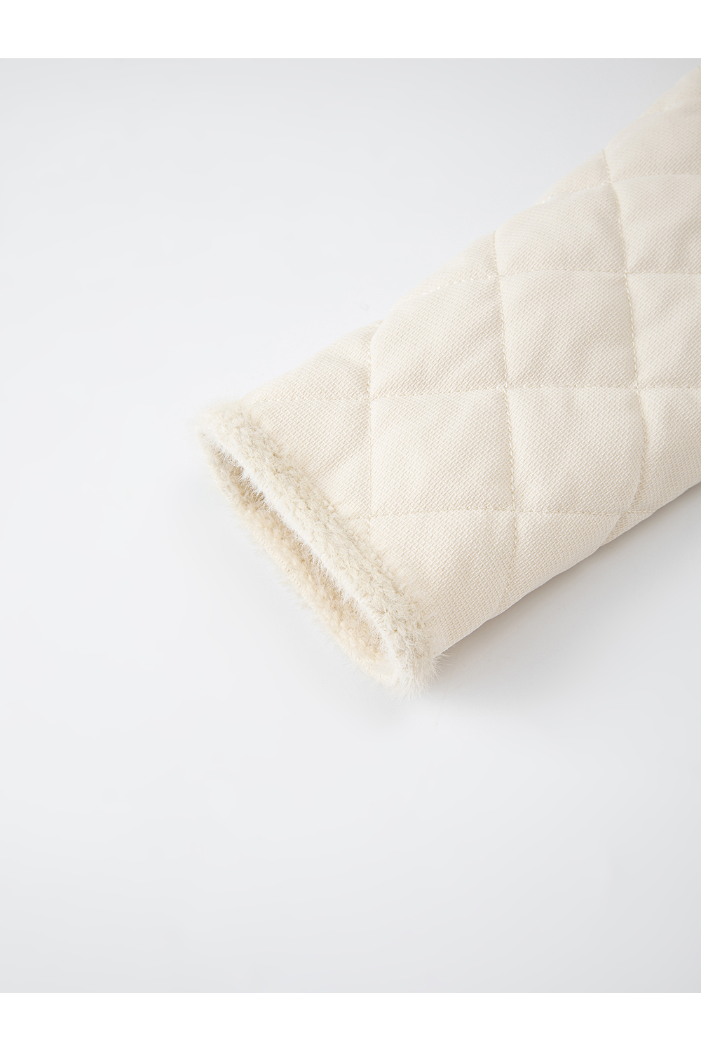 Apricot Argyle Crewneck Cotton-Padded Coat