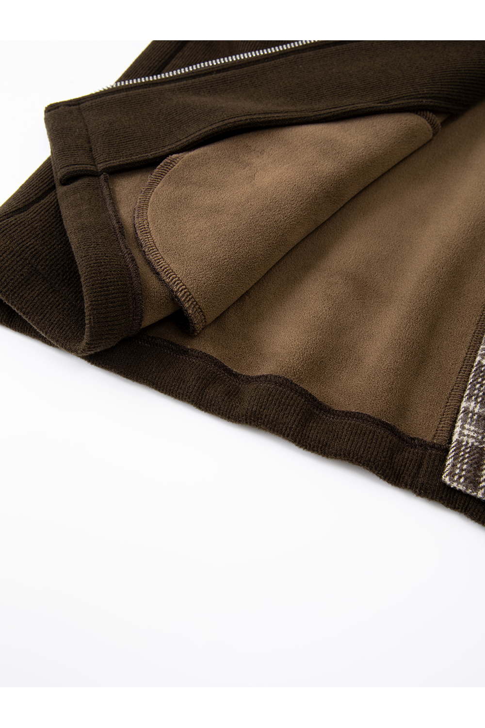 Brown Plaid Trim Suit Set