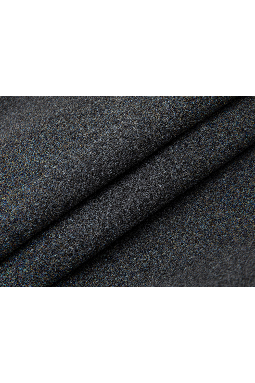 Grey French-Style Crewneck Wool Blend Coat