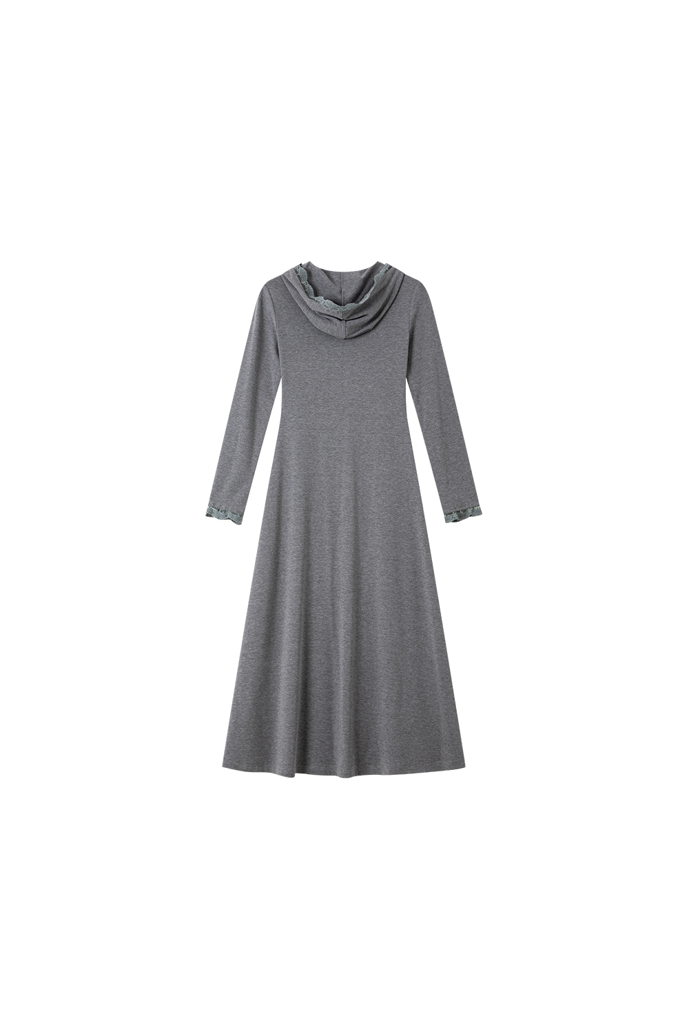 Lace-Trimmed Hooded Fit-and-Flare Dress-VIMLYSTORE