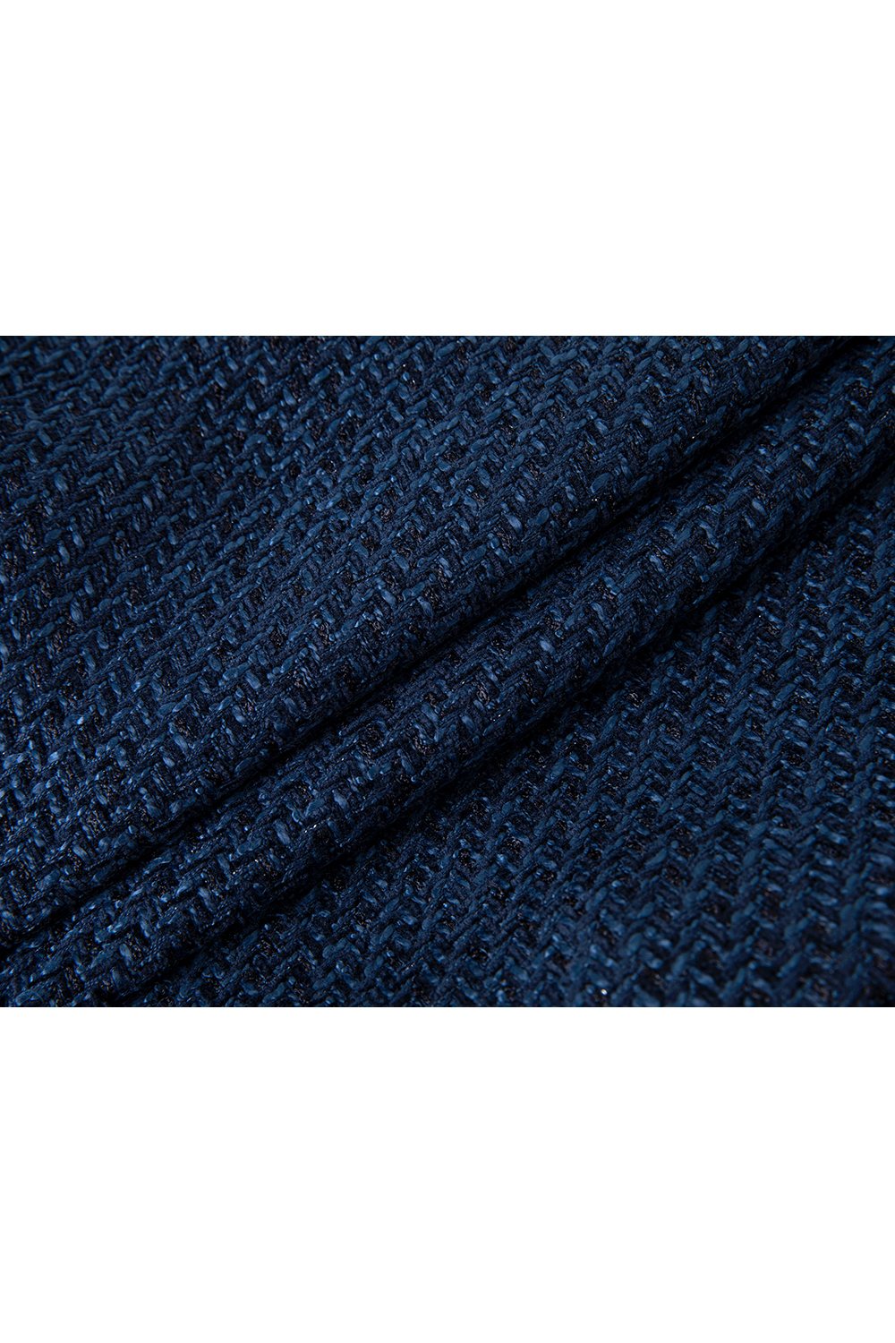 Navy Short Raw Edge Design Round Neck CN style Jacket-VIMLYSTORE