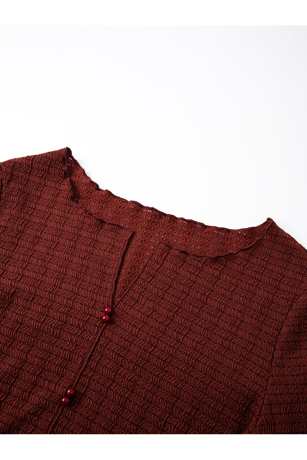 Textured Wrinkle Slim-Fit Slimming V-Neck Long Sleeve T-Shirt-VIMLYSTORE