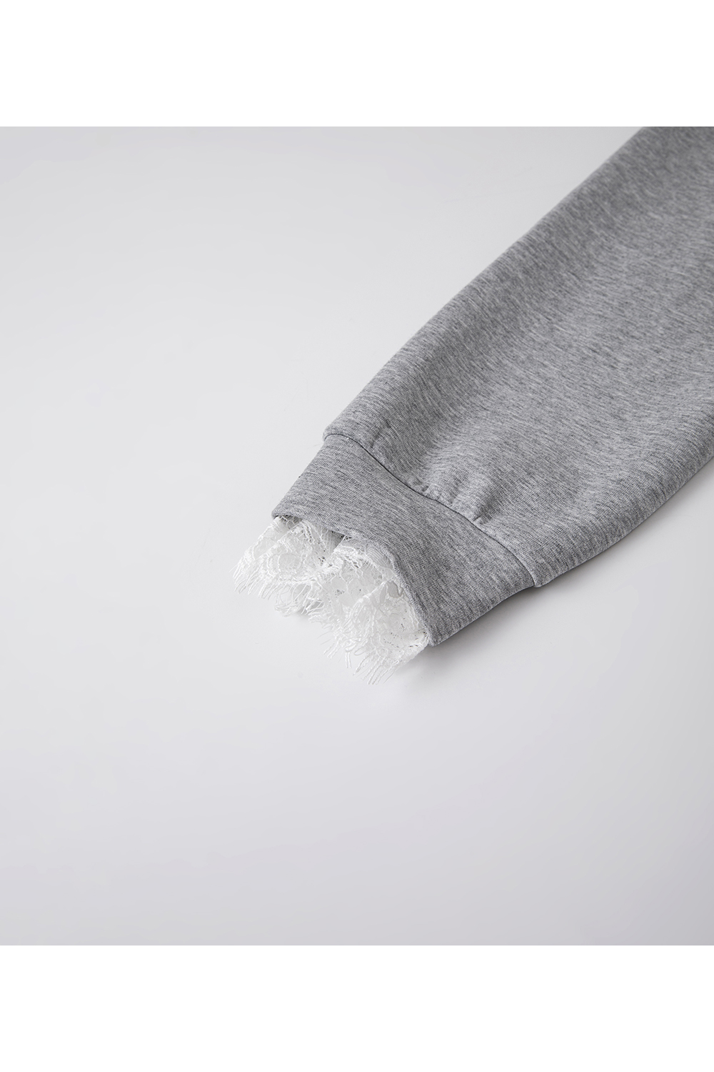 Grey casual lace hooded tops and skirts-VIMLYSTORE