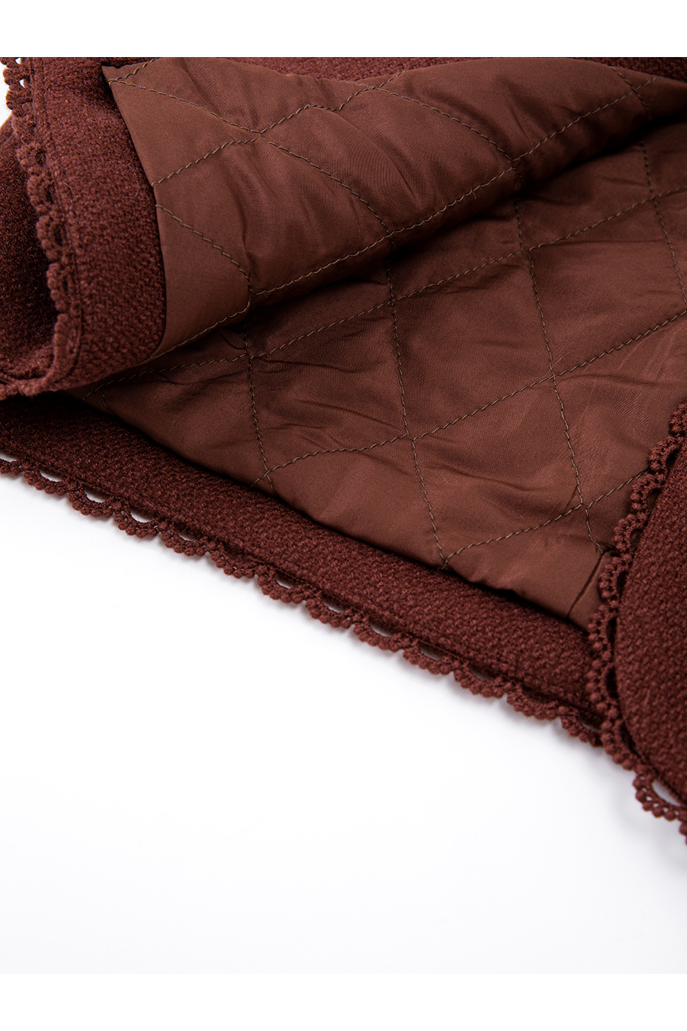 Red Crewneck Lace-Trimmed Set