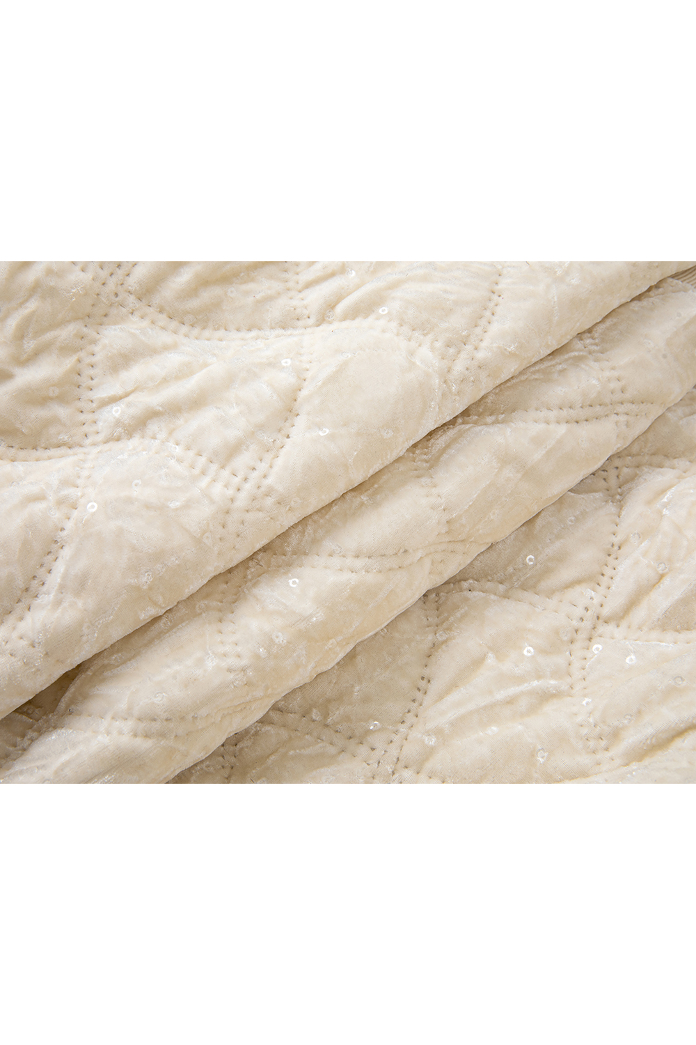 Apricot Argyle Velvet Varsity Cotton-Padded Jacket