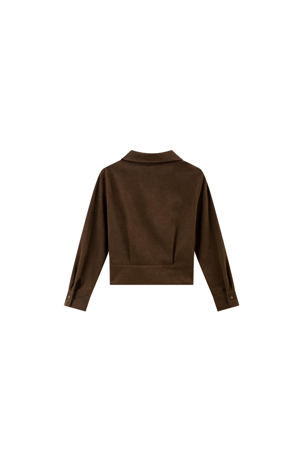 Apricot-Coffee Layered-Look Stand-Collar Shirt