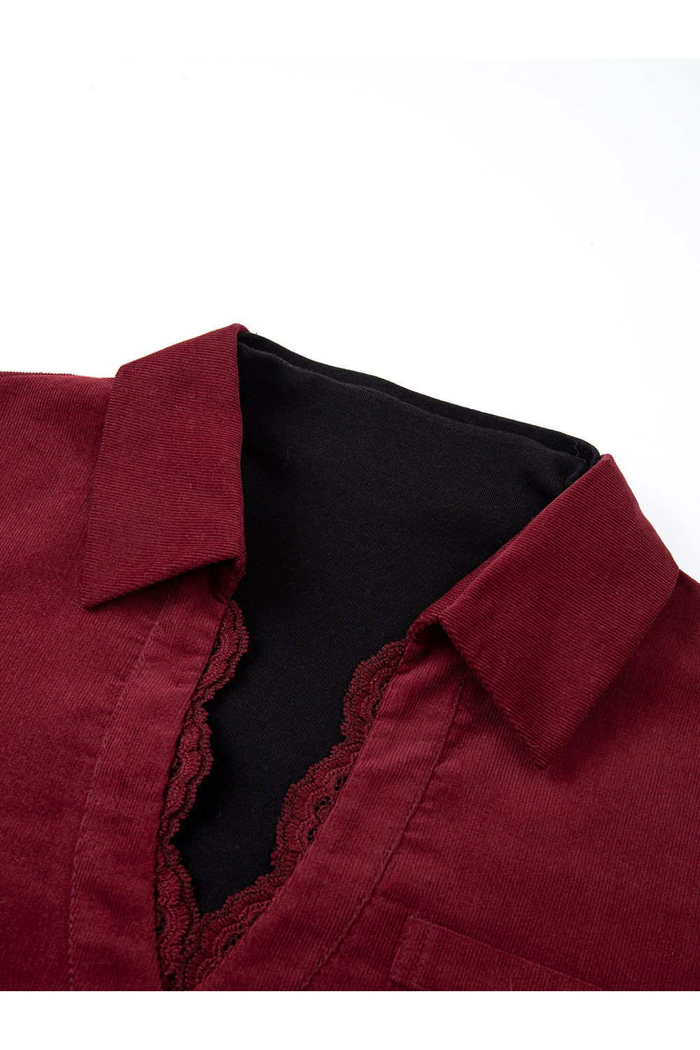 Red-Black French-Style Layered-Look Long-Sleeve Shirt
