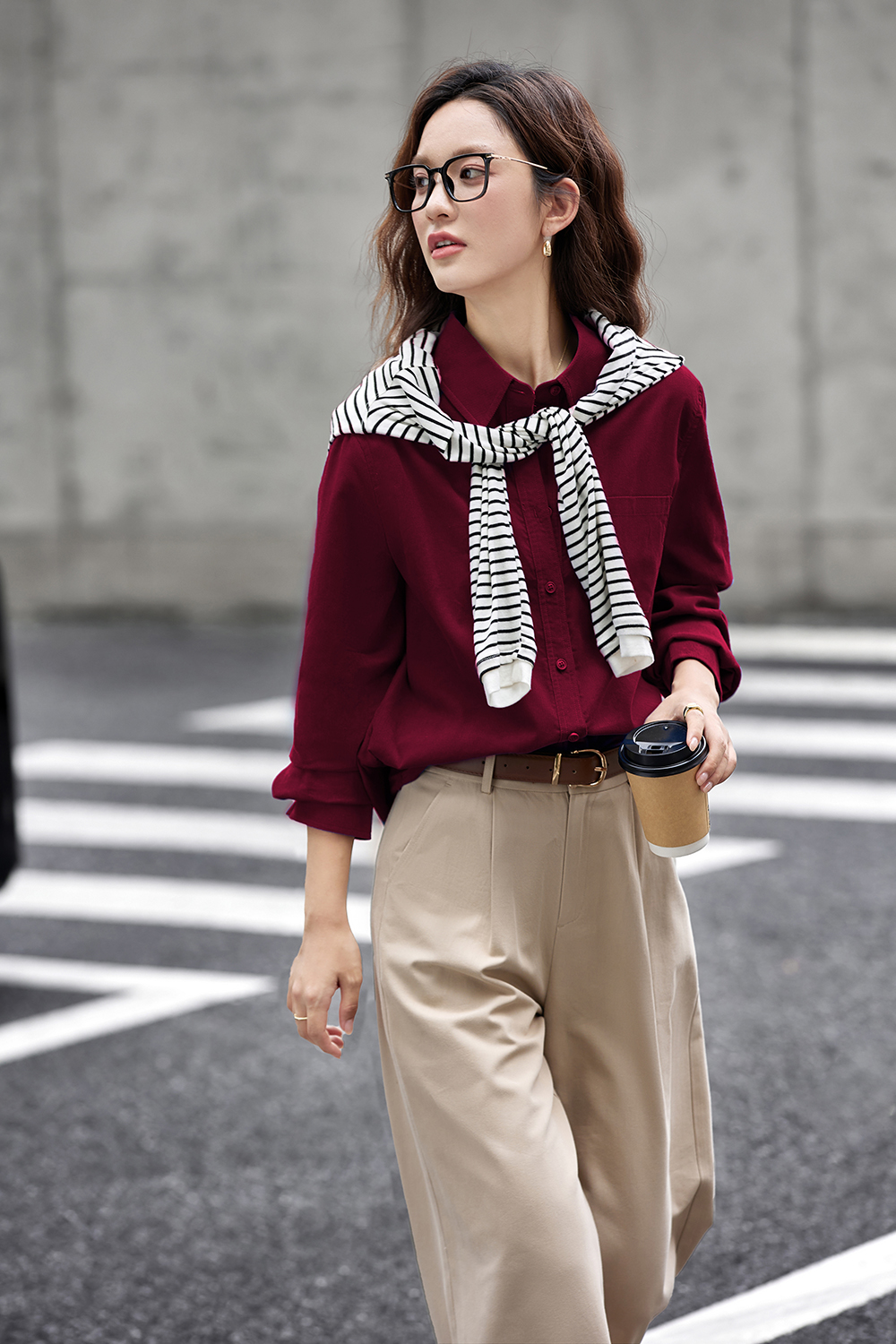 Vintage Corduroy Lapel Long Sleeve Shirt-VIMLYSTORE