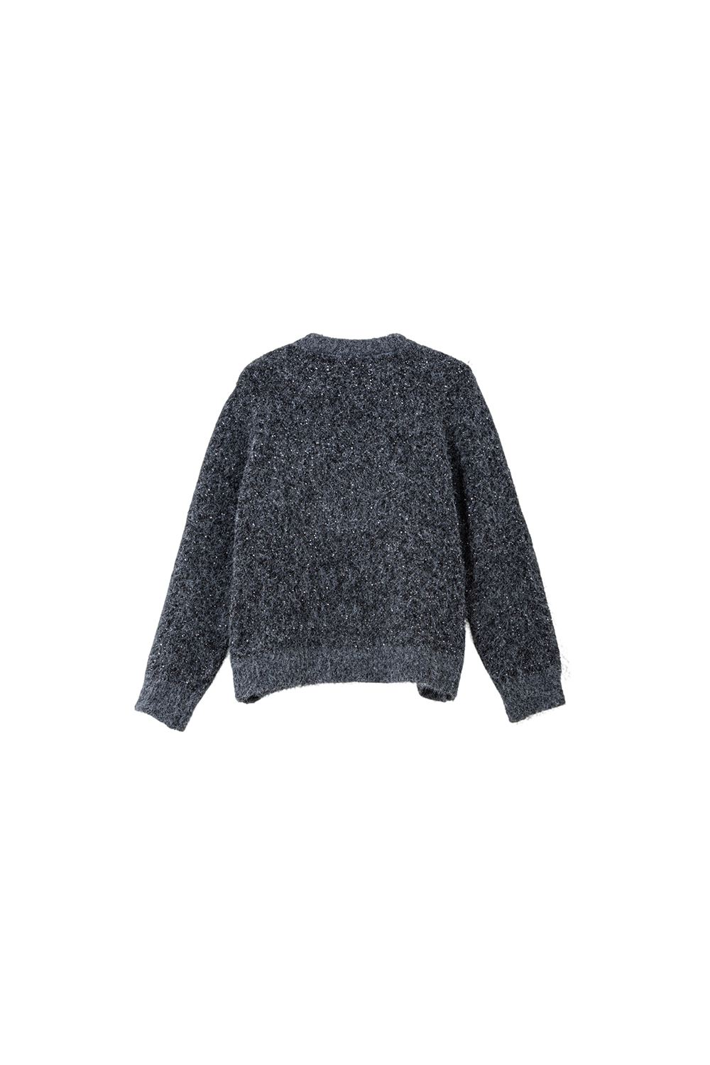 Coffee-Colored Crew Neck Sequin Sweater