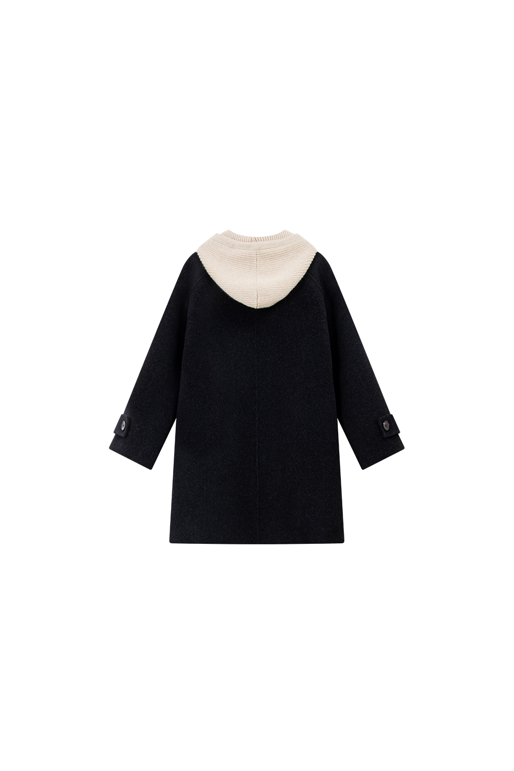 Contrast hooded wool coat