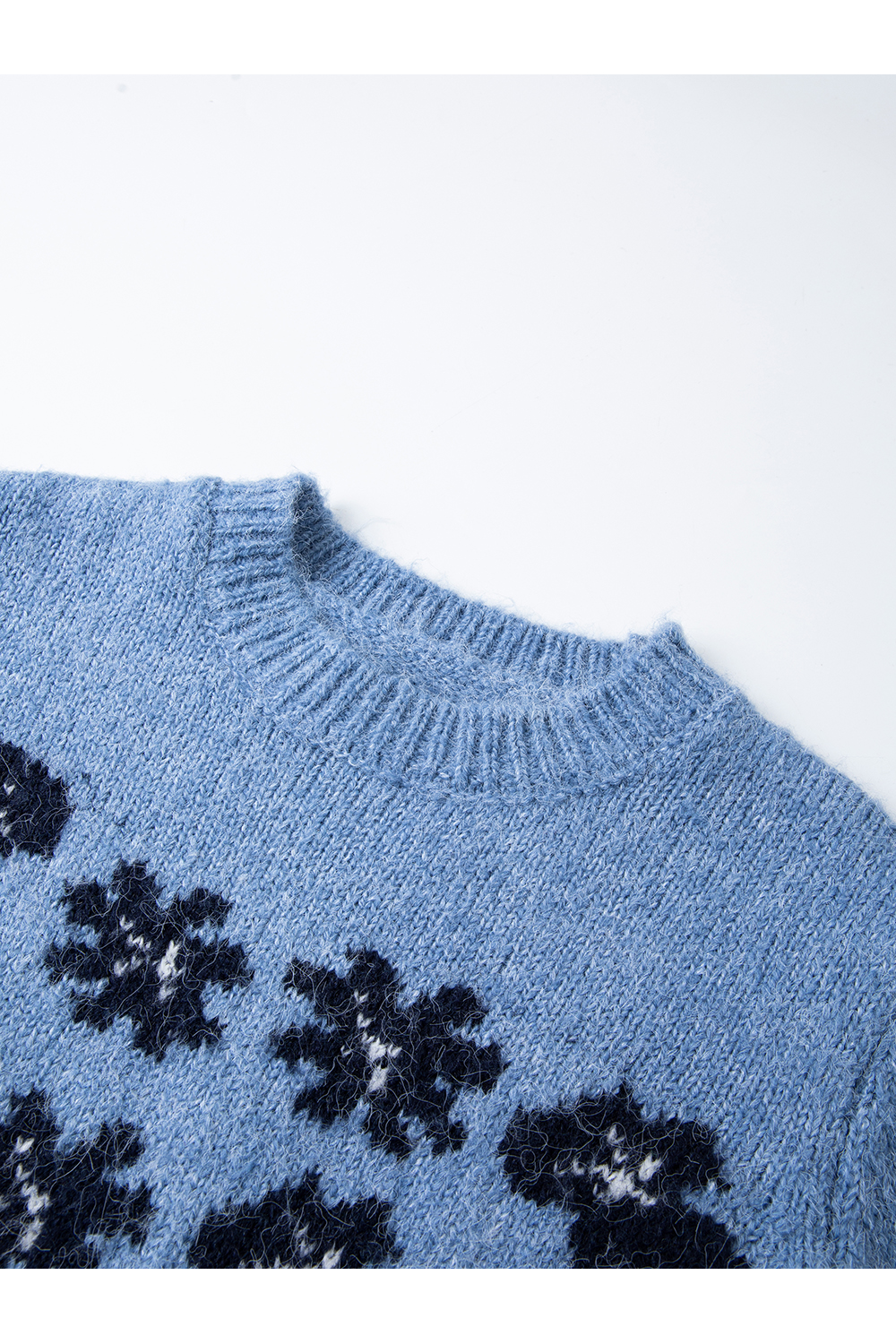 Blue jacquard crew - neck sweater