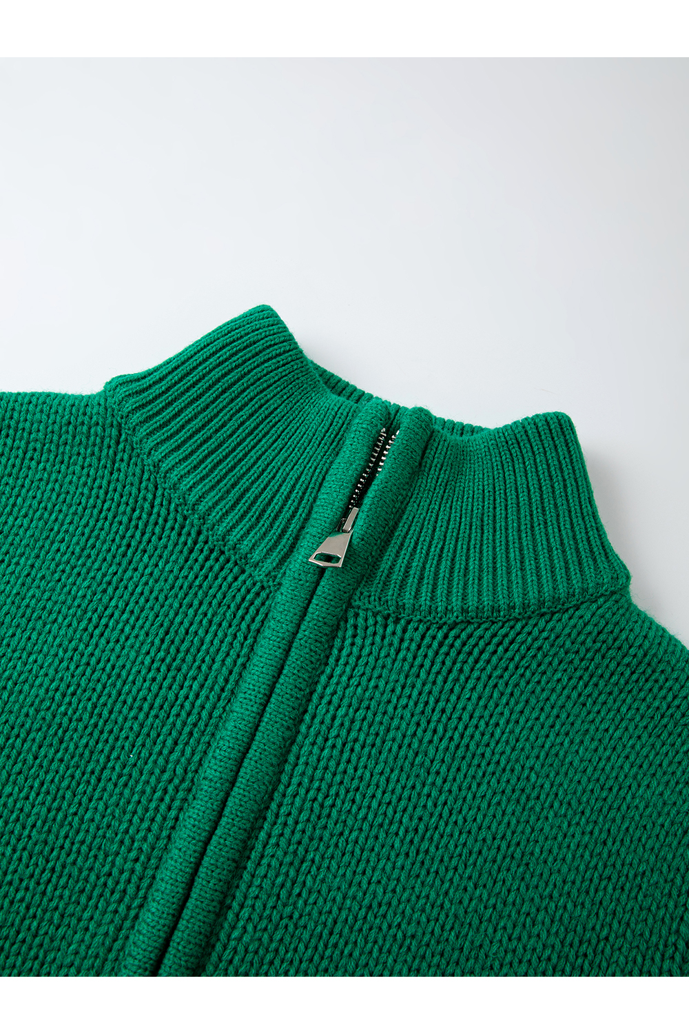 Zip-Up High Neck Versatile Knit Convertible Lapel Cardigan-VIMLYSTORE