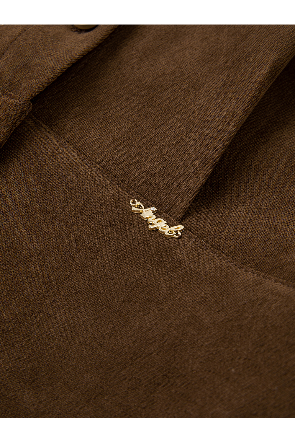 Apricot-Coffee Layered-Look Stand-Collar Shirt