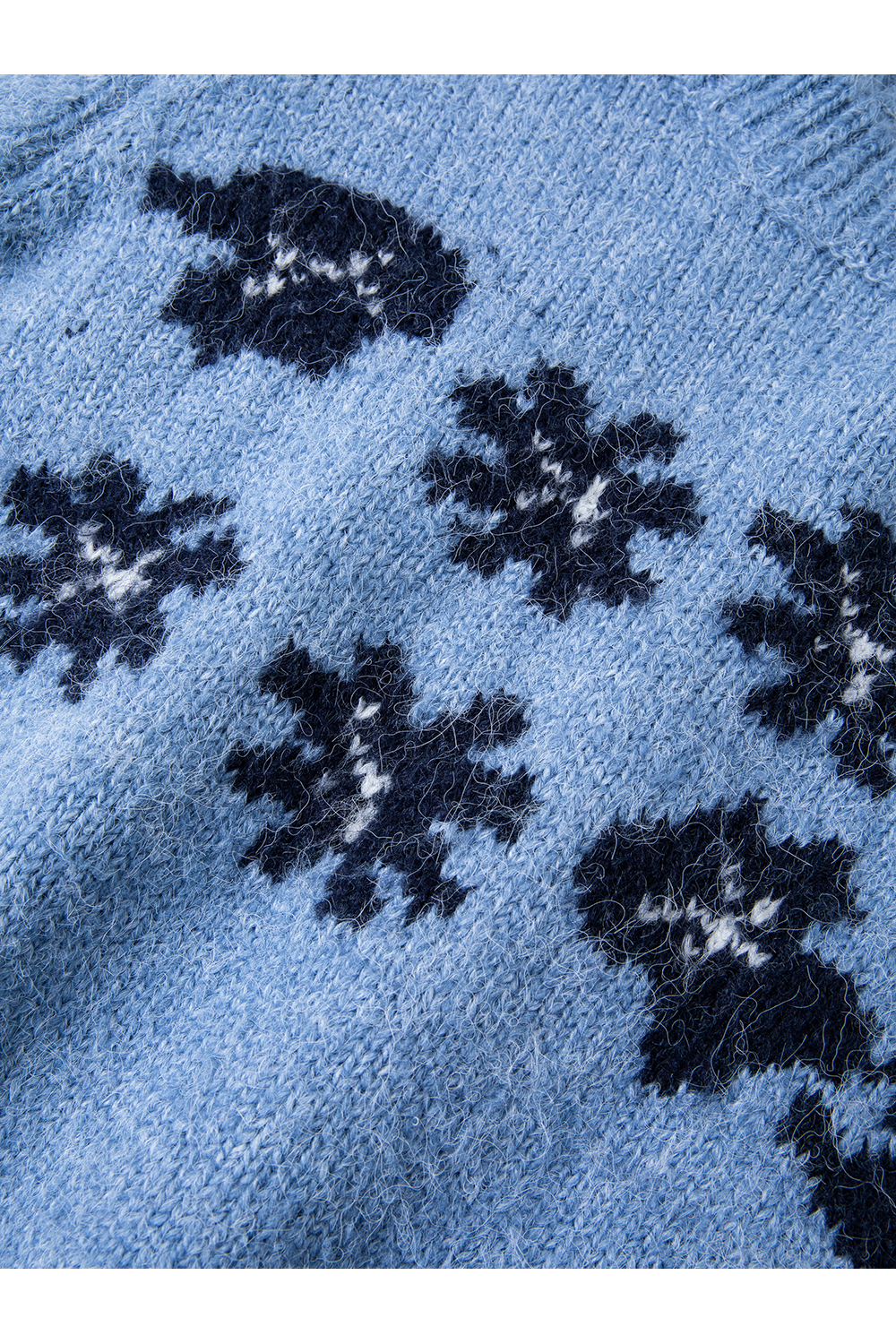 Blue jacquard crew - neck sweater