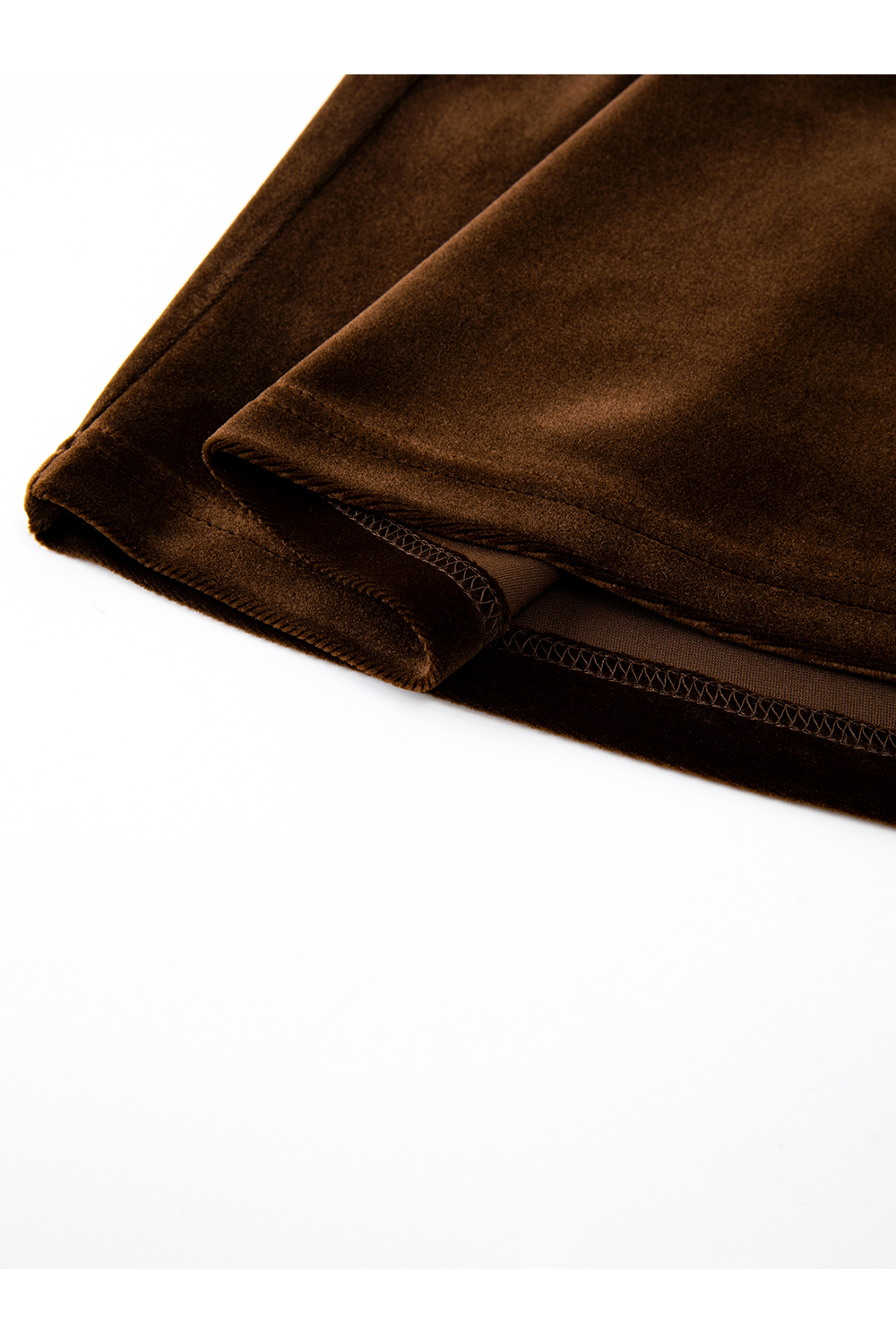 Brown French-Style Knitted Velvet Midi Skirt