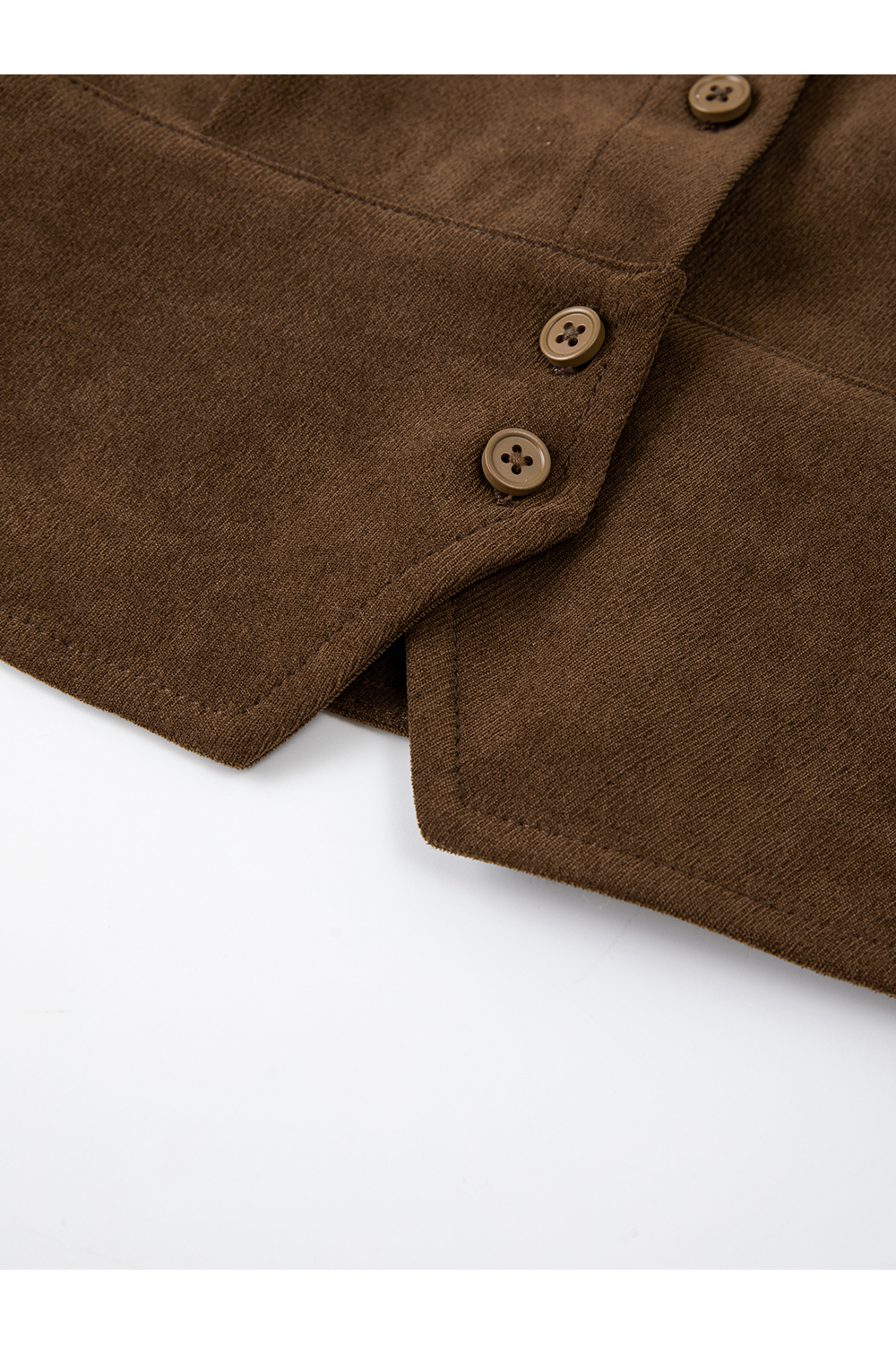 Apricot-Coffee Layered-Look Stand-Collar Shirt