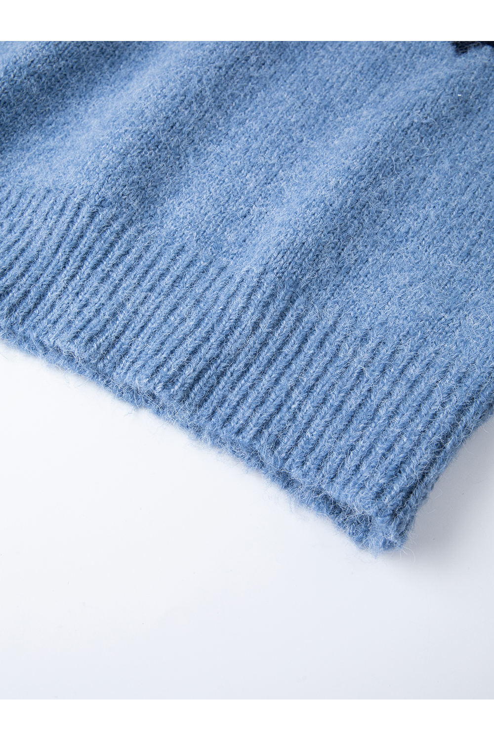 Blue jacquard crew - neck sweater