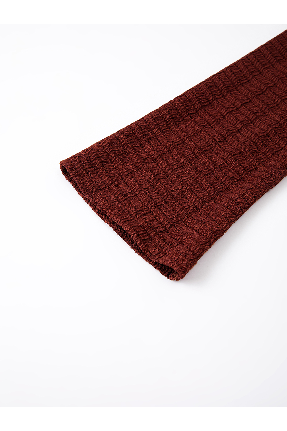 Textured Wrinkle Slim-Fit Slimming V-Neck Long Sleeve T-Shirt-VIMLYSTORE