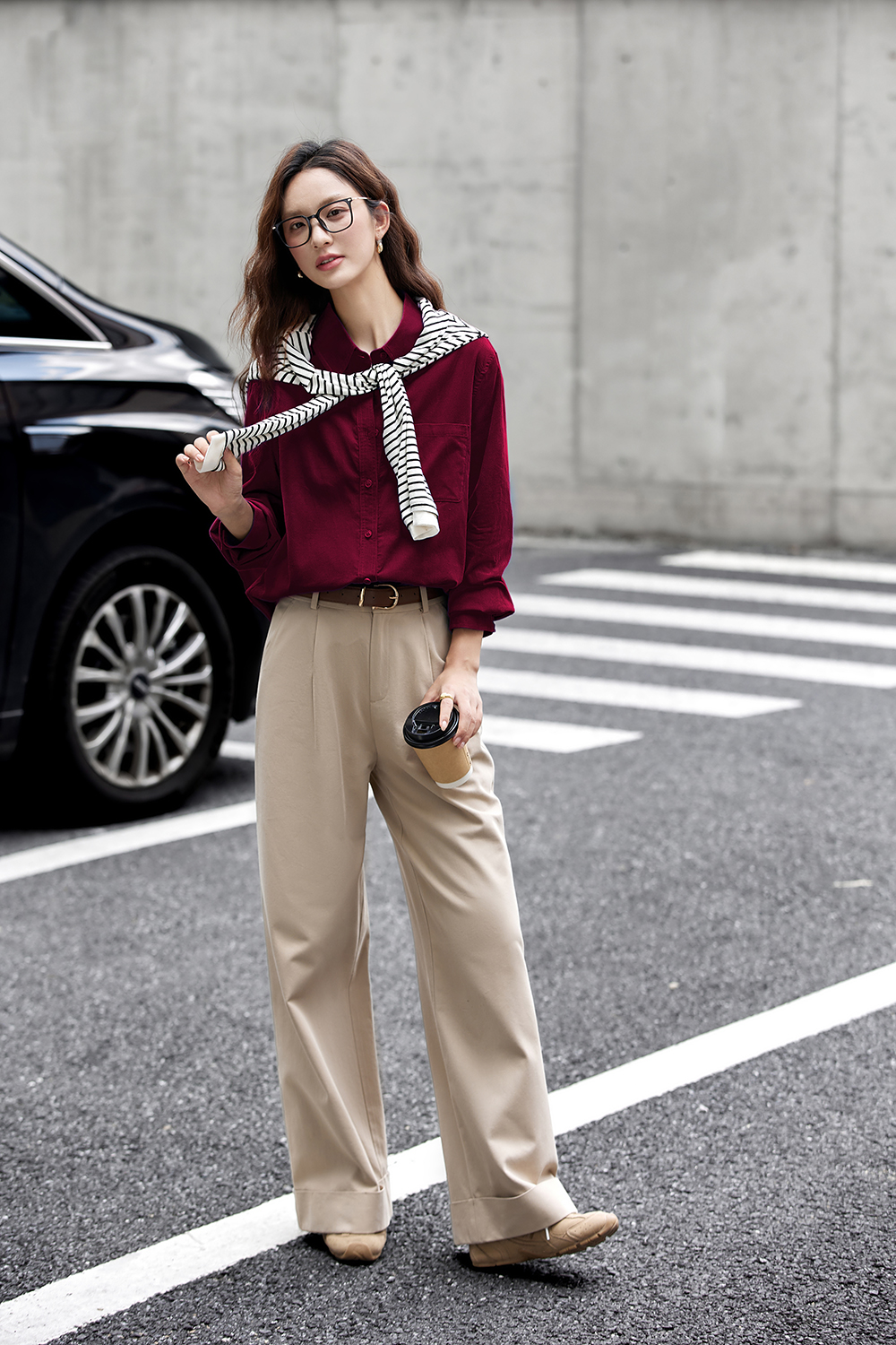 Vintage Corduroy Lapel Long Sleeve Shirt-VIMLYSTORE