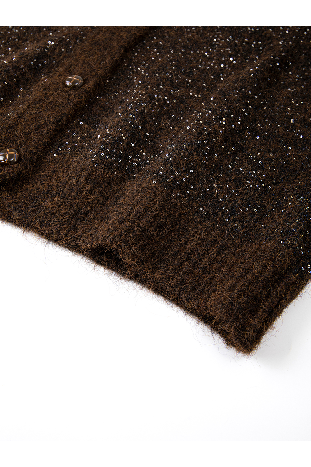 Coffee-Colored Crew Neck Sequin Sweater