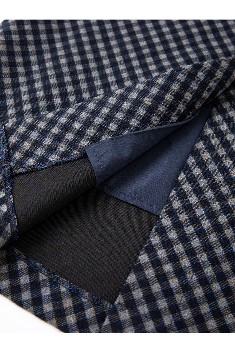 Navy Blue Plaid Office Suit Set