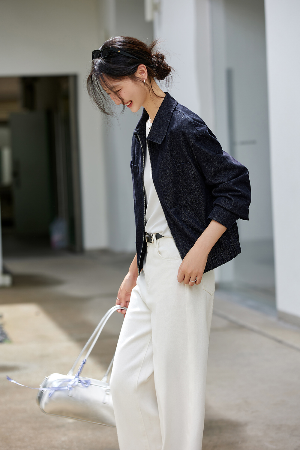 Washed Denim Jacket with Youthful Straight Cut-VIMLYSTORE