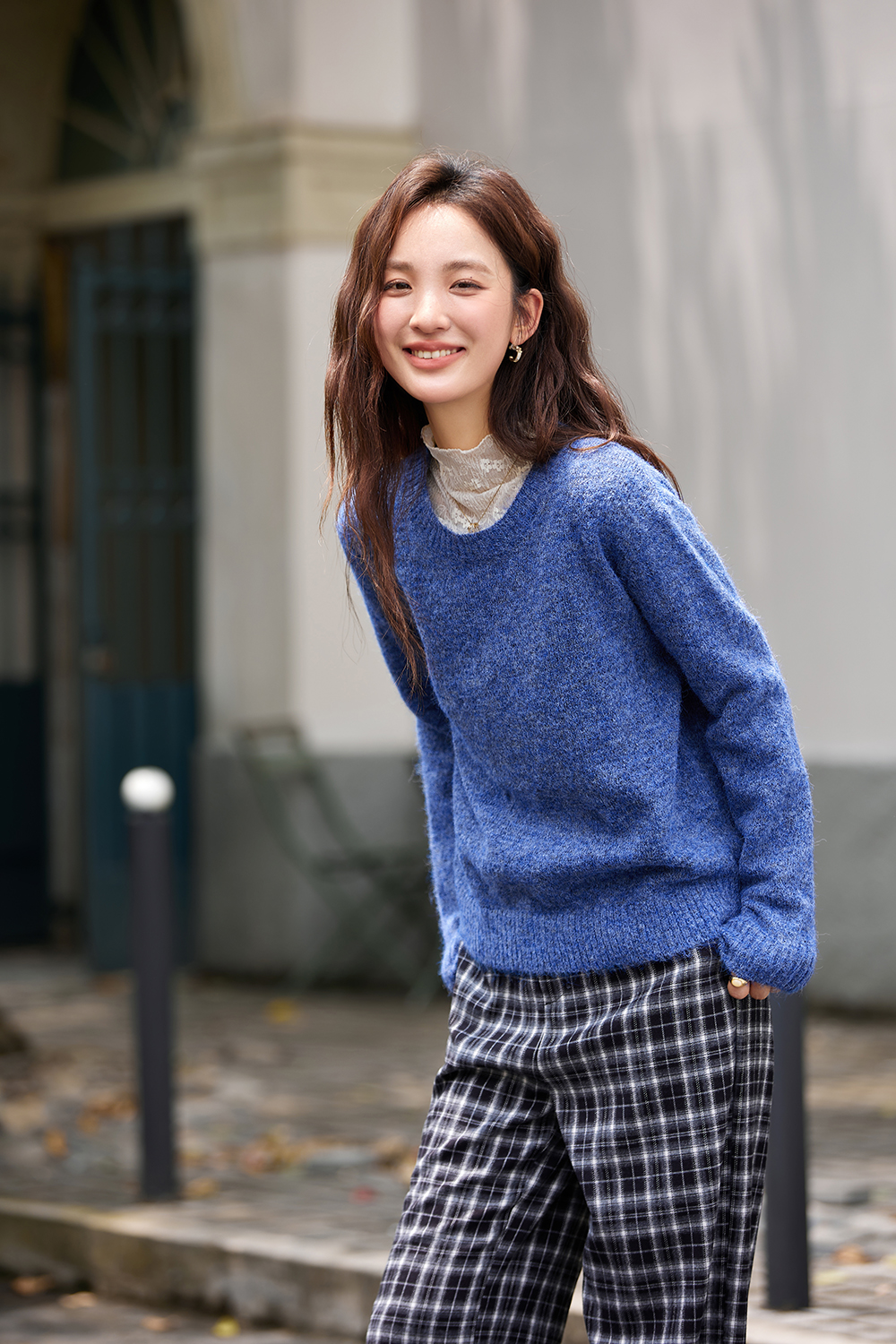 Oversized Boyfriend Knit Sweater with Crew Neck-VIMLYSTORE