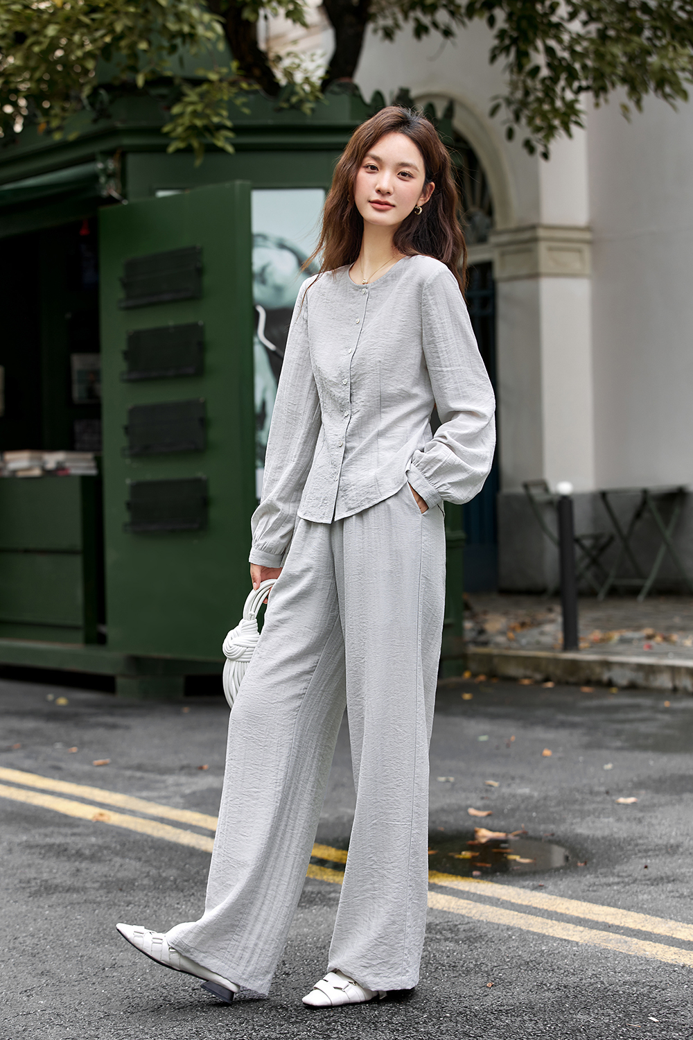 Textured Knit Cardigan & Trousers Lounge Set-VIMLYSTORE