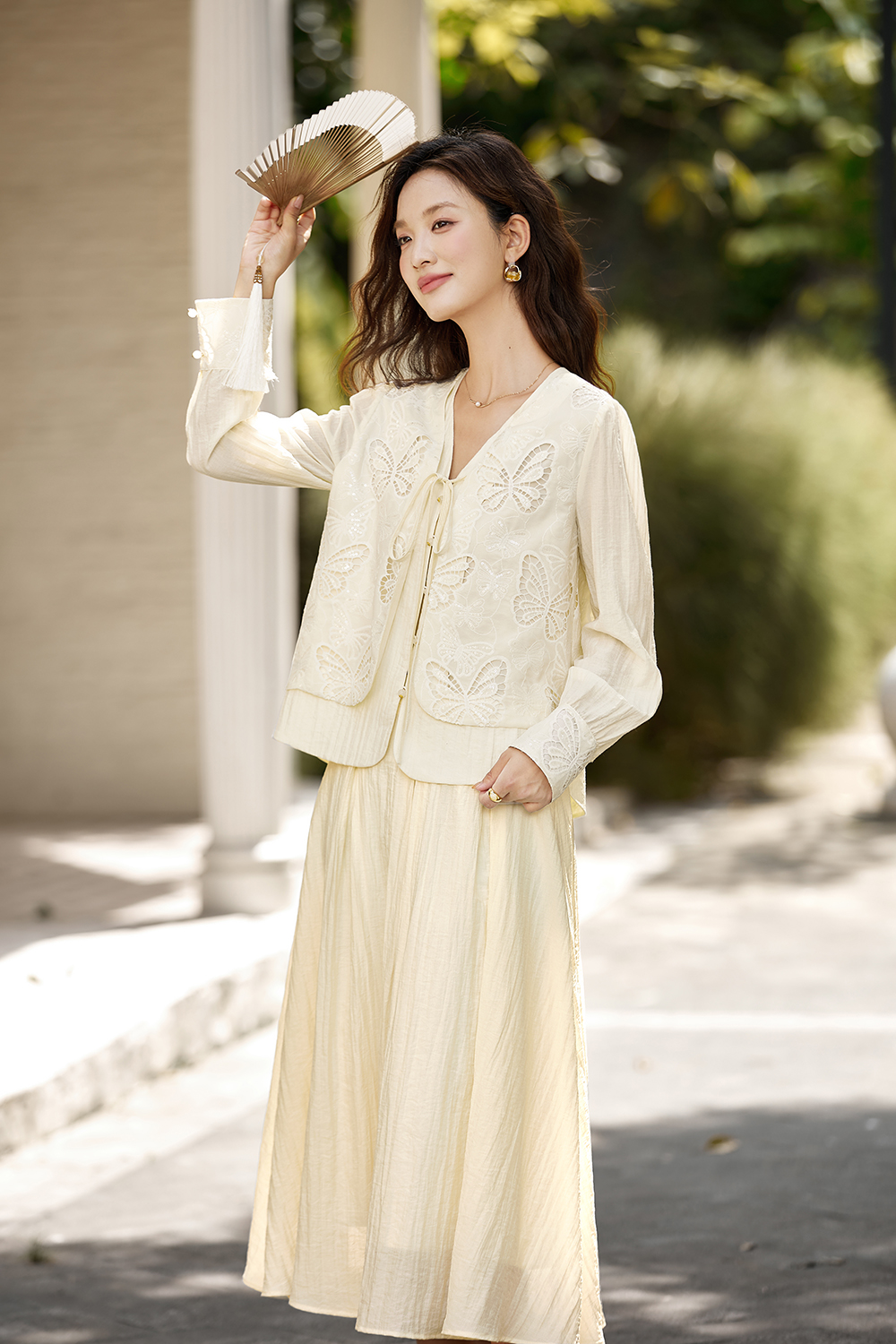 New Chinese Style Butterfly Embroidered Jacket and Skirt Two-Piece Set-VIMLYSTORE