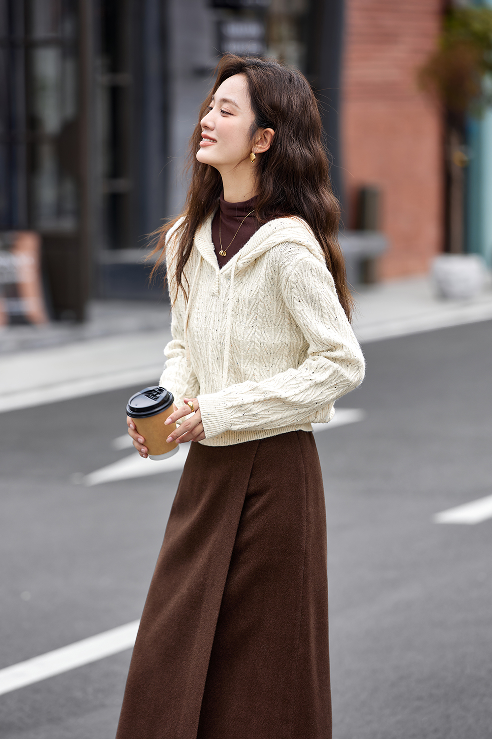 Soft Cable Hooded Long Sleeve Knit Sweater-VIMLYSTORE