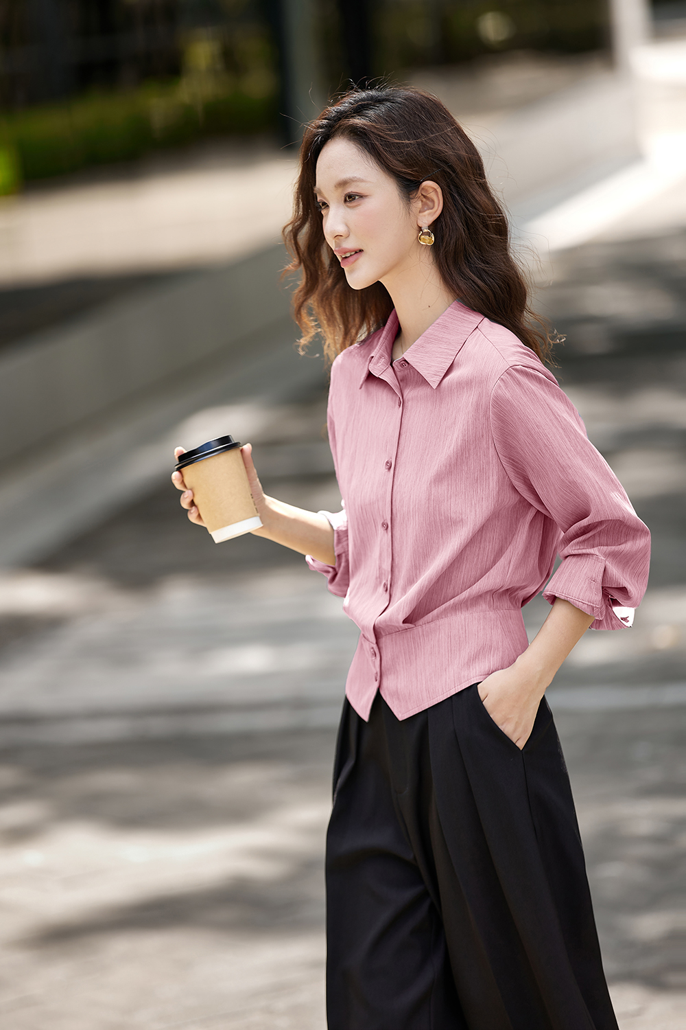 Irregular Design Elegant Striped Lapel Shirt-VIMLYSTORE