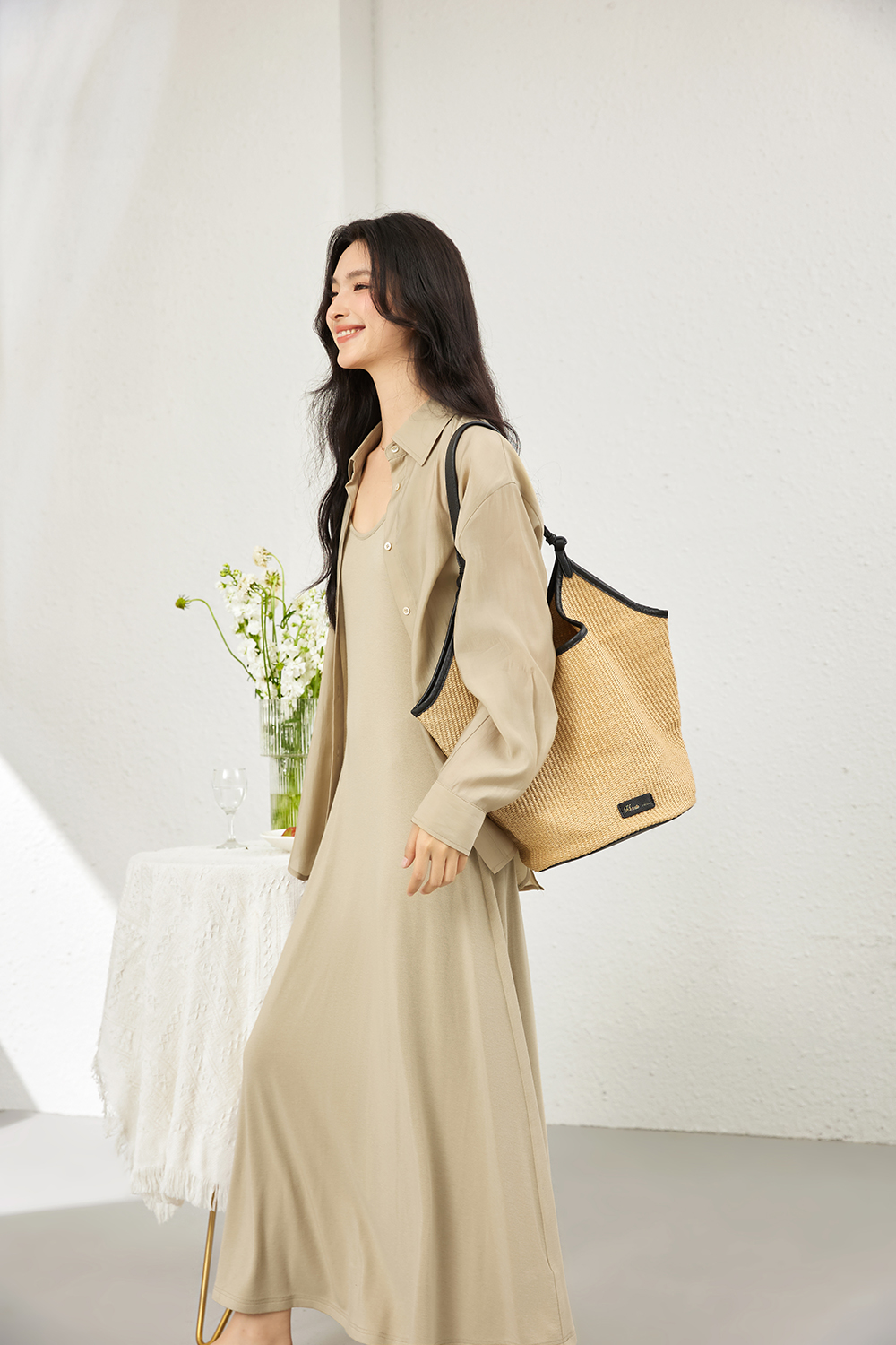 Notch-Neck Top & Slip Dress Coord Set-VIMLYSTORE