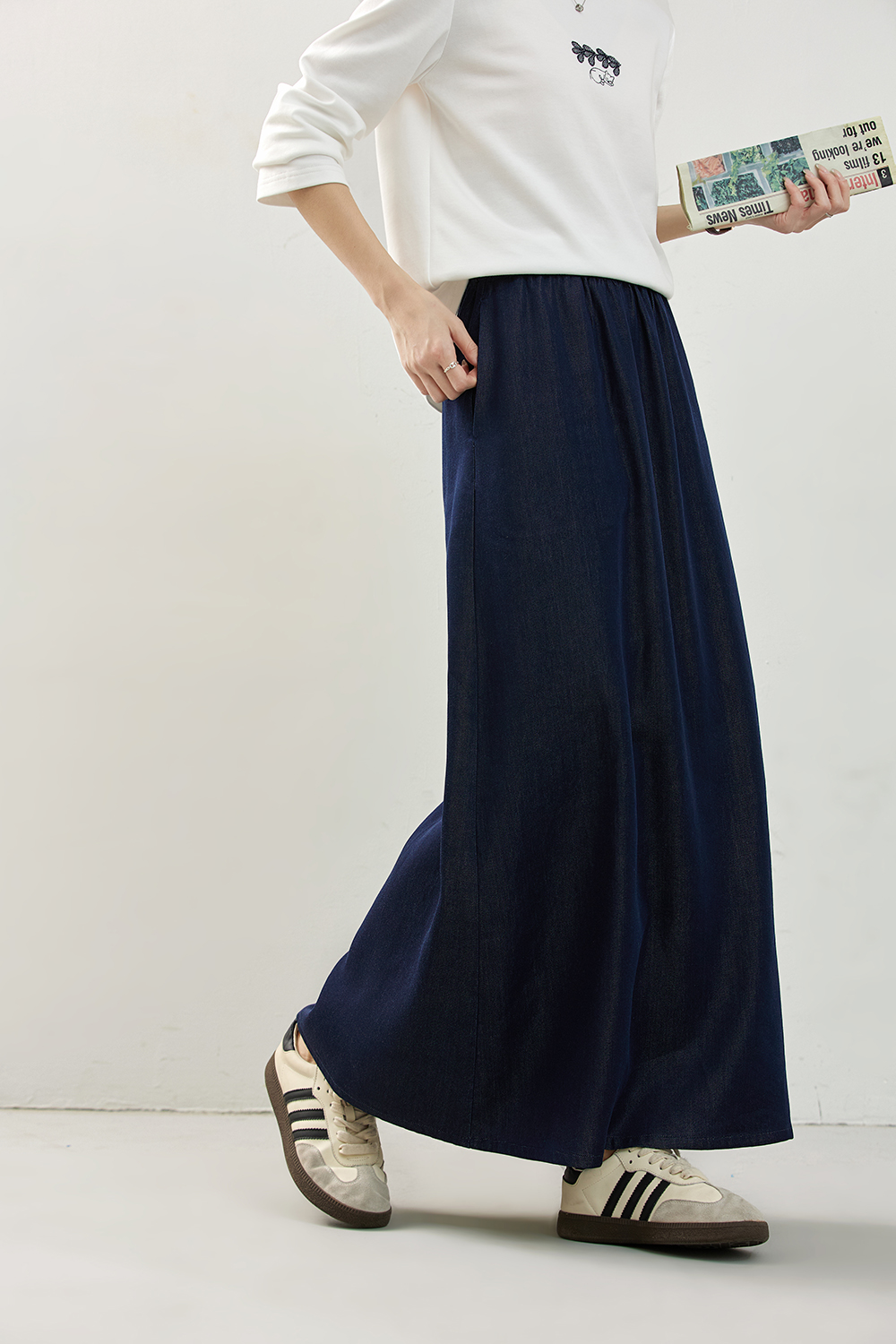 Blue Lyocell wash jeans skirt-VIMLYSTORE